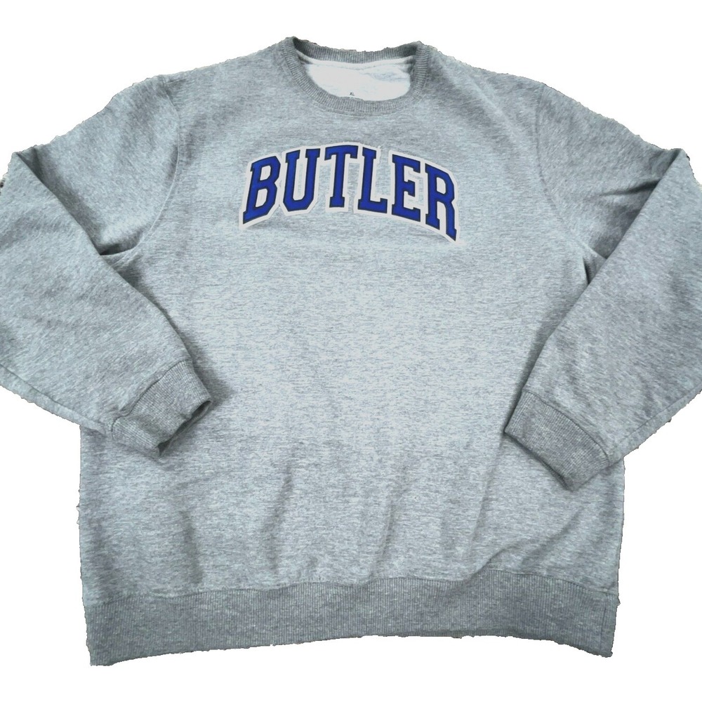 Butler Bulldogs Sweatshirt Men XL Gray Crewneck Sweater Sewn Spell Out Y2K 00s